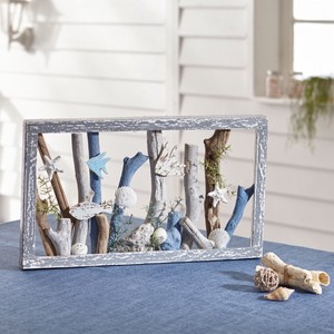 Treibholz Bild Maritime Dekoration Muscheln Fische Holz Shabby Chic Deko 50 Cm Ebay