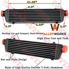 Core Size 21.65"X5.5"X2.56" Aluminum Turbo Intercooler 2.5" Inlet / Outlet