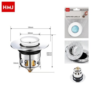 Universal Bad Spüle Stecker Kappe Waschtisch Core Rebound Pop-Up Ablauf hmj