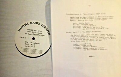 RADIO SHOW: 3/6/80 MUTUAL RADIO THEATER w/HOST CICELY TYSON 'LOVE CONQUERS ALL'
