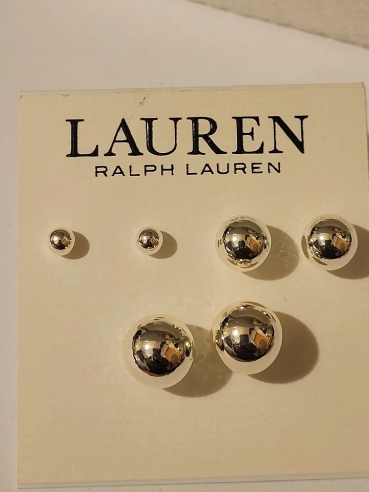 Pendientes trío bola metal (plata) de Ralp Lauren Foto 3 de 4