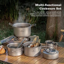 1.2L 1.8L 2.4L Titanium Pot 0.7L Kettle Camping Cookware Outdoor Cooking Kit