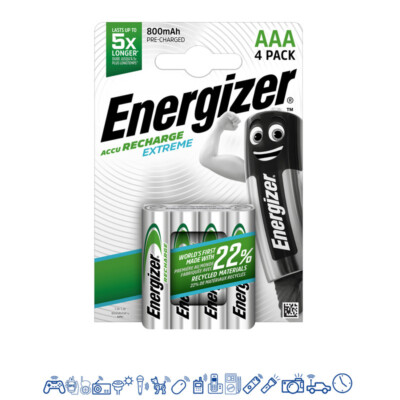 4 x Energizer 800mAh Extreme NiMh Akku Accu AAA Micro HR03 1,2V DECT Telefon  