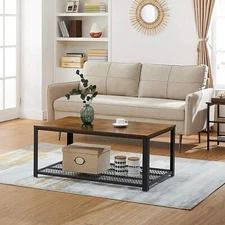 Coffee Table with Storage Shelf for Living Room, Wood Look Accent, Easy Assembly