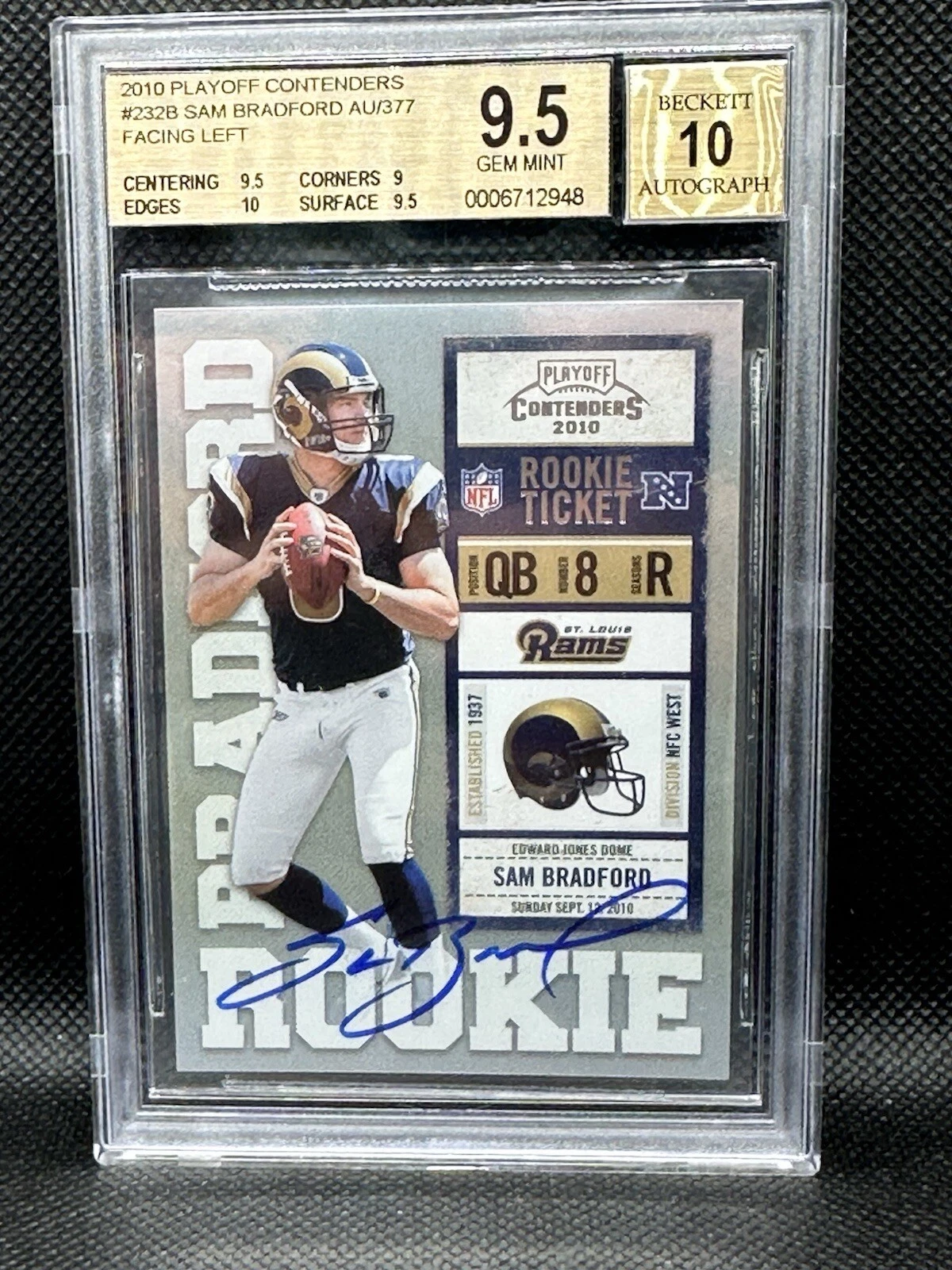 Sam Bradford Playoff Contenders #232 Both Hands on Ball-Autograph