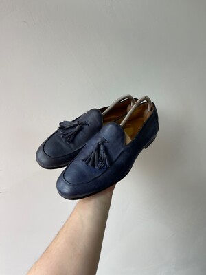 Doucal's Mens Dress Shoes Loafers blue Size 40 MADE IN ITALY