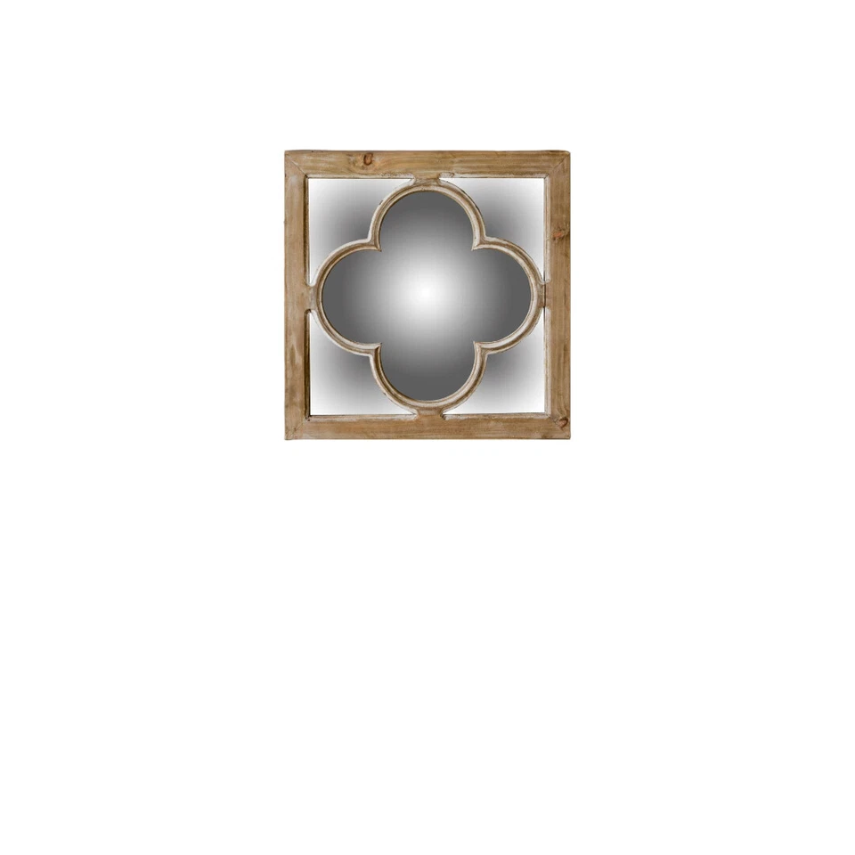 10" Natural Brown With Whitewash Square Wall Mounted Accent Mirror - Image 3 of 4