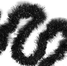 Black Tinsel Garland, 50 Feet Christmas Metallic Foil Tinsel Garland Decorati...
