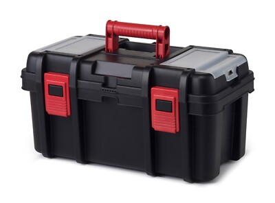 Hyper Tough 16-inch Toolbox, Plastic Tool and Hardware Storage, Black