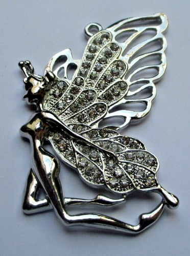 Grande Broche Vintage Argentée Avec Perles Et Cristaux - Style Rétro 1939, Occasion En état Impeccable