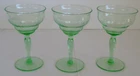 Depression Green Uranium Glass Tall Champagne Sherbet Dessert Glasses Set of 3 -