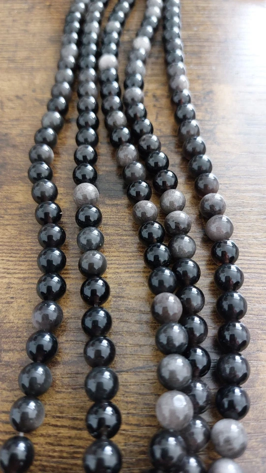 Silver Obsidian Beads Round 8-9mm - Image 2 of 4