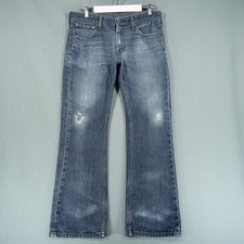 Levis 527 Jeans Mens W33 L30 Blue Cotton Bootcut Distressed Wash Denim Pants Rip