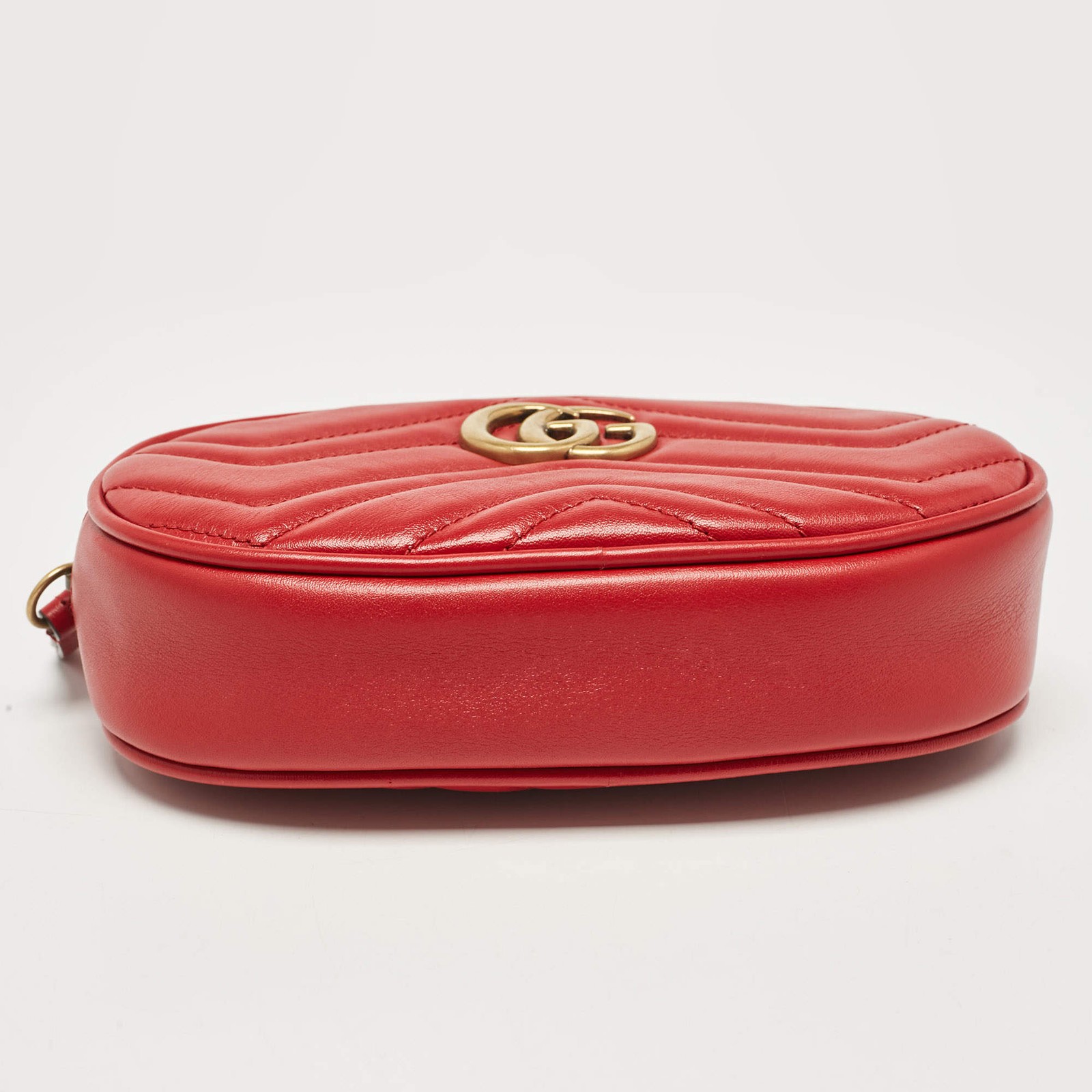 Gucci Red Matelasse Leather Mini GG Marmont Belt Bag image 8