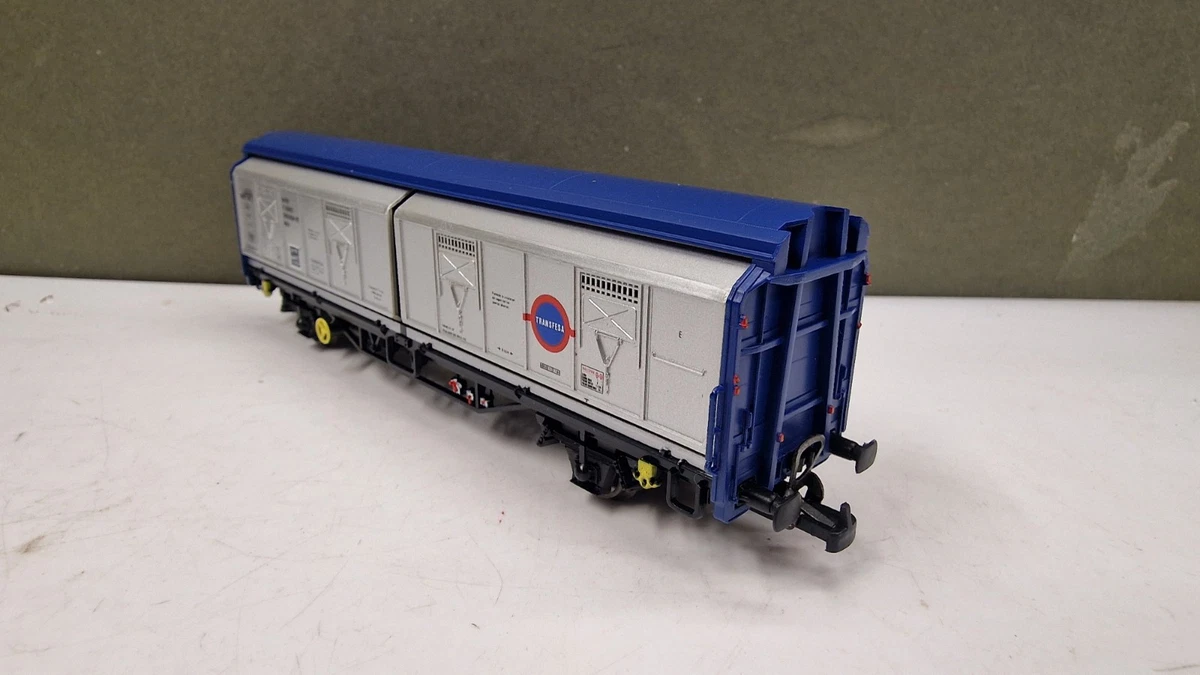 Wagon Electrotren HO – Marchandises Parois Coulissantes Transfesa – Argent/bleu – Occasion