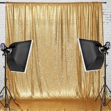 8ft x 8ft Gold Sequin Backdrop Curtain for Party Wedding Photography Set