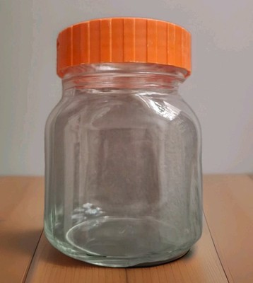 Fidenza Vetraria 1 Glas, Aufbewahrungsglas 1 Liter, 60er-70er, Vintage Orange fv
