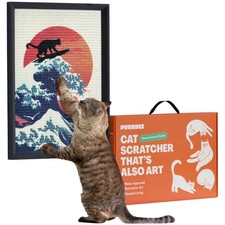 Decorative Wall Art Cat Scratcher for Vertical Scratching, 14"x20" Framed Sis...