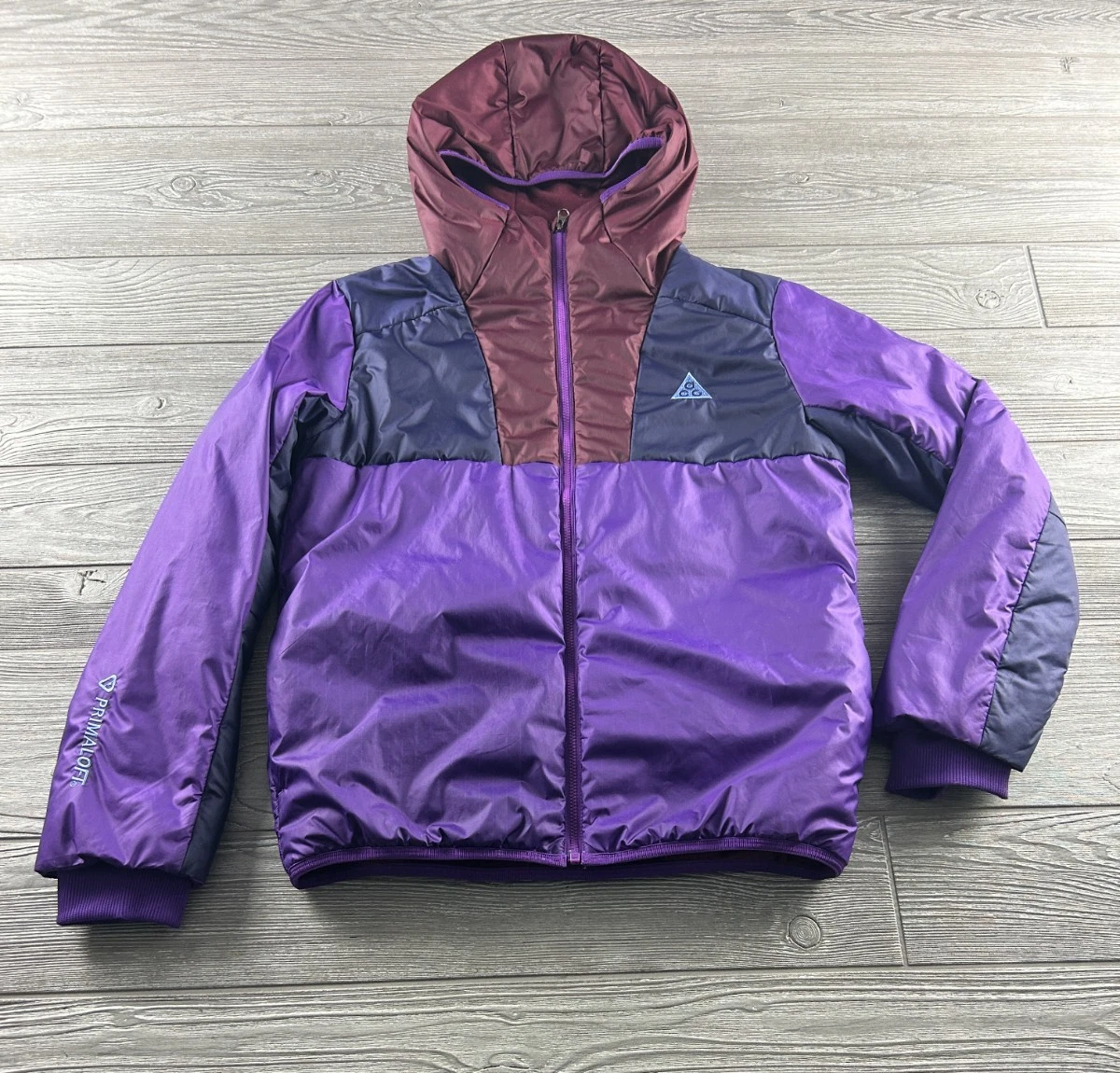 Nike ACG Storm Fit Jacket Purple Color Block Full Zip Hooded Primaloft Large