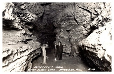postcard Reception Hall Mark Twain Cave Hannibal Mo. RPPC B2242