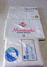 3 Vtg Double Bed Sheets Percale Full Size Bed White 2 Flat 1 Fitted/ex long NEW