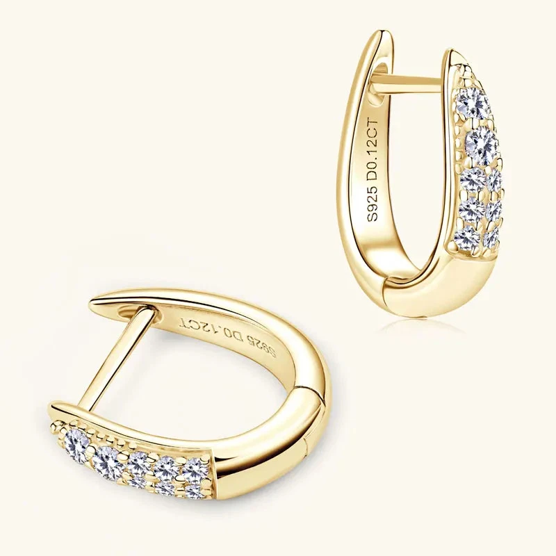 0.1ct Huggie Earrings Yellow Gold Diamond Test Pass Lab-Created VVS1/D/Excellent - Image 2 of 4