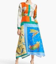 Max Mara Weekend Abile Silk Midi Dress Patchw...