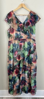 Soft Surroundings Women's Lg Multi-Color Tiered Ambrosia Maxi Dress Floral Boho