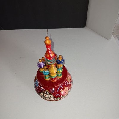 Music Box. Hand Painted Wood. Russian St. Basil Cathedral. Beautiful. Works.