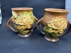 Vintage Roseville Art Pottery Water Lily Double Handled Vase 71-4