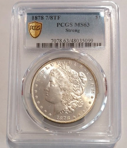 1878 7/8TF Strong MORGAN Silver Dollar $1 White Coin Cartwheels Graded PCGS MS63