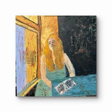 GERARD 24X24 IN FRAMED-Abstract Expressionist Original Oi Painting Ready to Hang