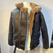 Vintage Style Dark Brown Cirrus Leather And Sheepskin Flying Jacket Size Medium