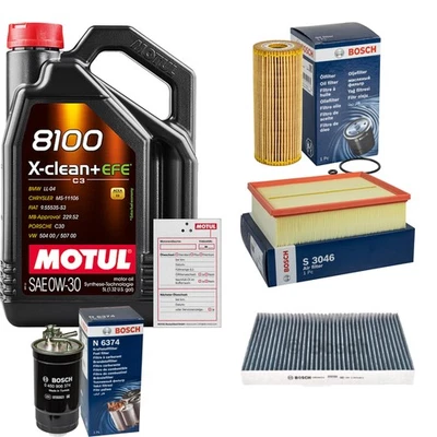 BOSCH Inspektionspaket 5L MOTUL 8100 X-CLEAN 0W-30 für Audi A4 Avant 1.9 TDI - Bild 1 von 4