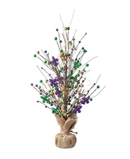 Glitzhome 21" H Lighted Mardi Gras Fleur-De-Lis Berry Table Tree