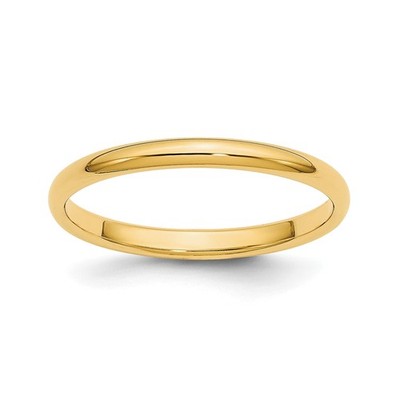 14K Gelbgold halbrunder Ehering leichter 2mm massiver gewölbter Ring