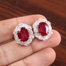 Heated Ruby Gemstone with 925 Sterling Silver Cufflink 4690