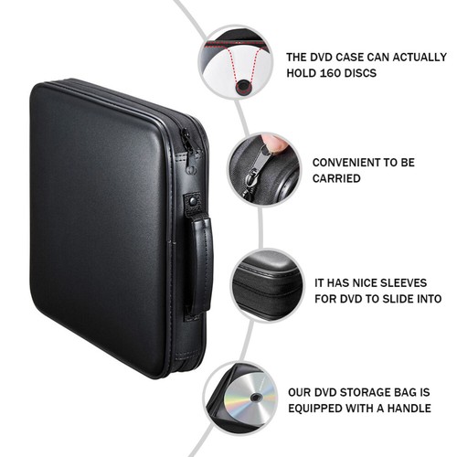 Large Capacity DVD Case Portable Disc Storage Bag Practical CD Holder Pouch - Afbeelding 11 van 12