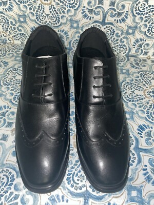 CALTO Men's Invisible Height Increasing Elevator Black Leather Lace-up Shoes
