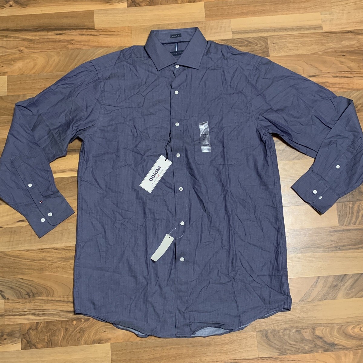 Tommy Hilfiger Indigo Regular Fit Mens Dress Shirt 15-15.5 34/35 M 16-16.5  36/37 | eBay