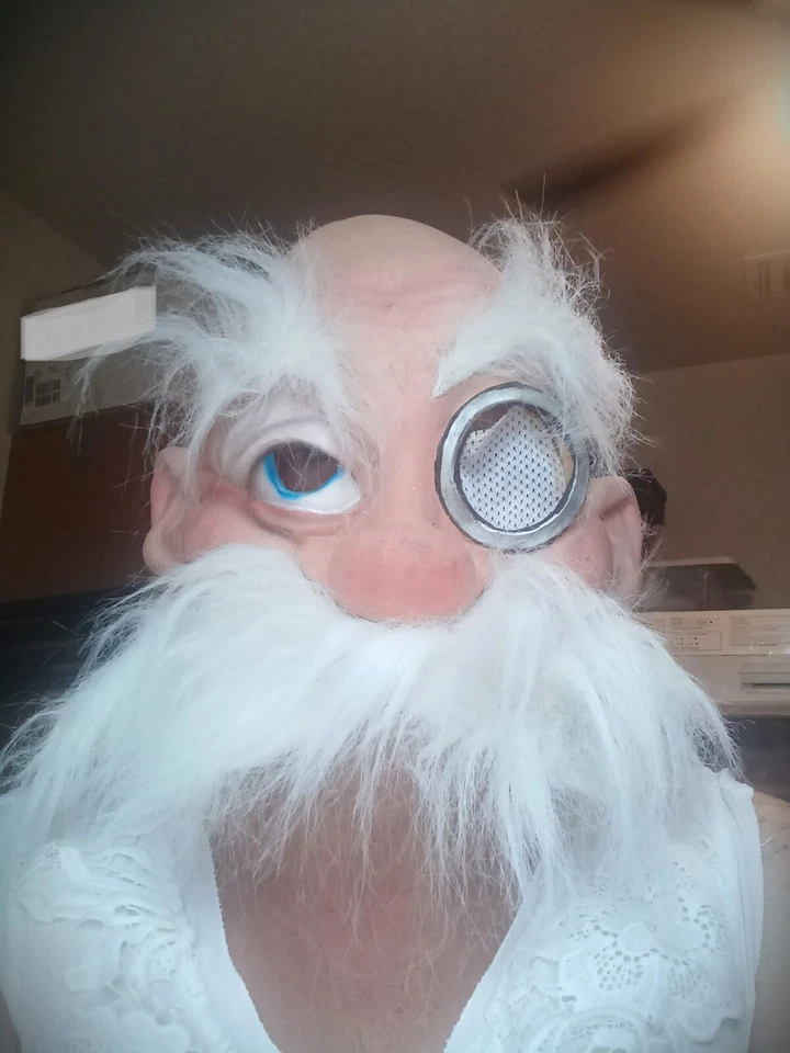 Paper Magic Group Bald Old Man White Mustache Monocle Latex Halloween Mask HTF - Image 4 of 4