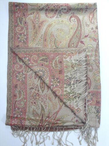 PASHMINA JAMAWAR CASHMERE AND SILK SHAWL/SCARF HANDMADE - Picture 4 of 10