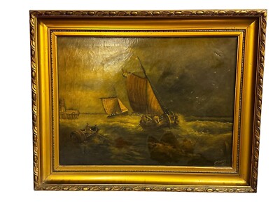 C1920 s Listed Artist C Tipper Oil On Canvas Painting - Schiff Maritime - 86 x 69 cm