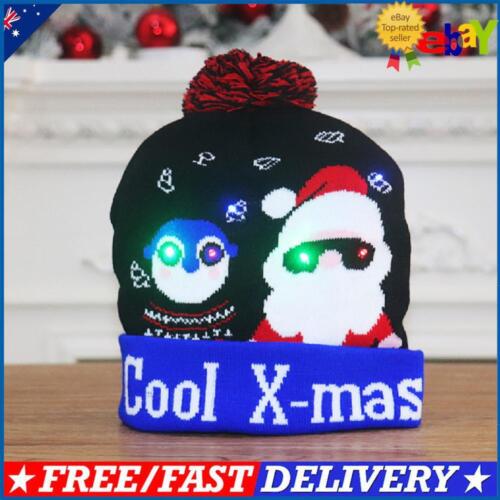Knitted Christmas Hat Colorful Warm Hat LED Novelty Snow Hat New Year Xmas Gifts - Picture 1 of 7