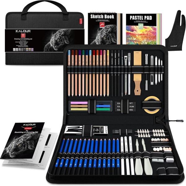 Kalour 95-Teiliges KüNstler Skizzier- Und Zeichenkunst-Set Mit Pastellpapier-image