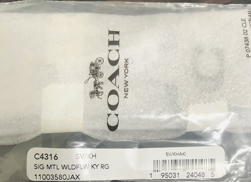COACH WILDFLOWER 2 PC BAG CHARM KEY FOB NWT C4316 KHAKI