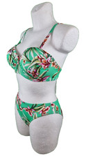 Lidea Bikini Größe 36 C Cup Bademode Grün Blumen Trägerbikini mit Bügel Sommer