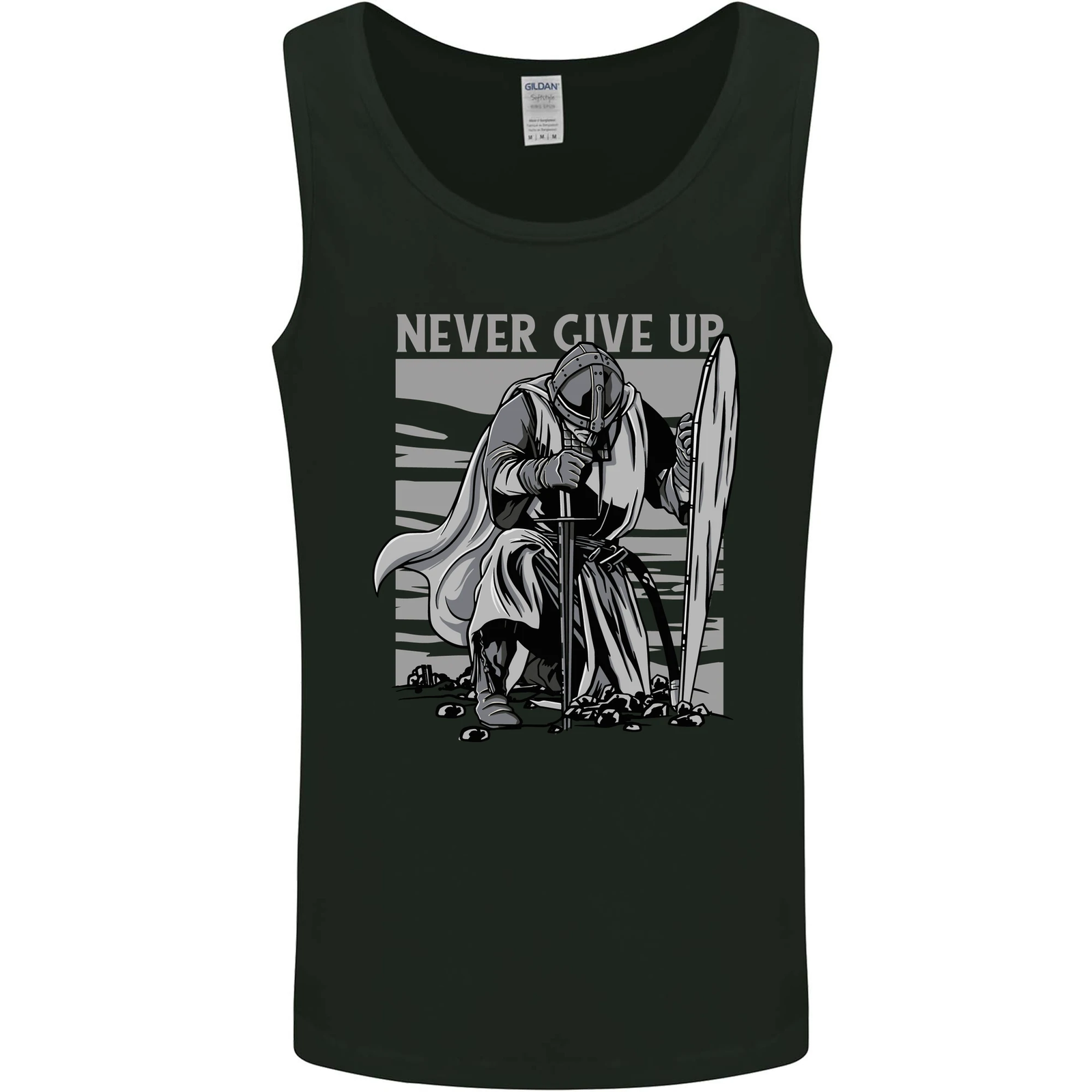 Teutonic Knight Never Give Up Crusader Gym Mens Vest Tank Top-image