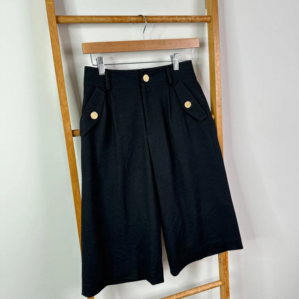 Pantalones cortos largos Blue Label Crestbridge para mujer 36 negros pierna ancha Foto 3 de 4