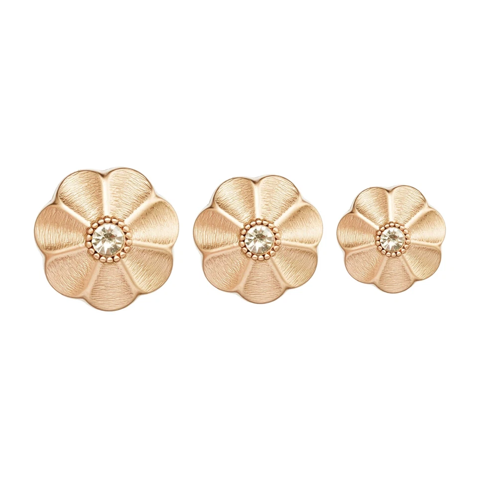 5pcs Flower Metal Button with Rhinestone, Ideal for Clothing, DIY, Sewing - Image 3 of 3